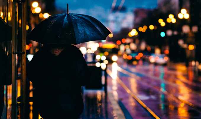 rainy city lights